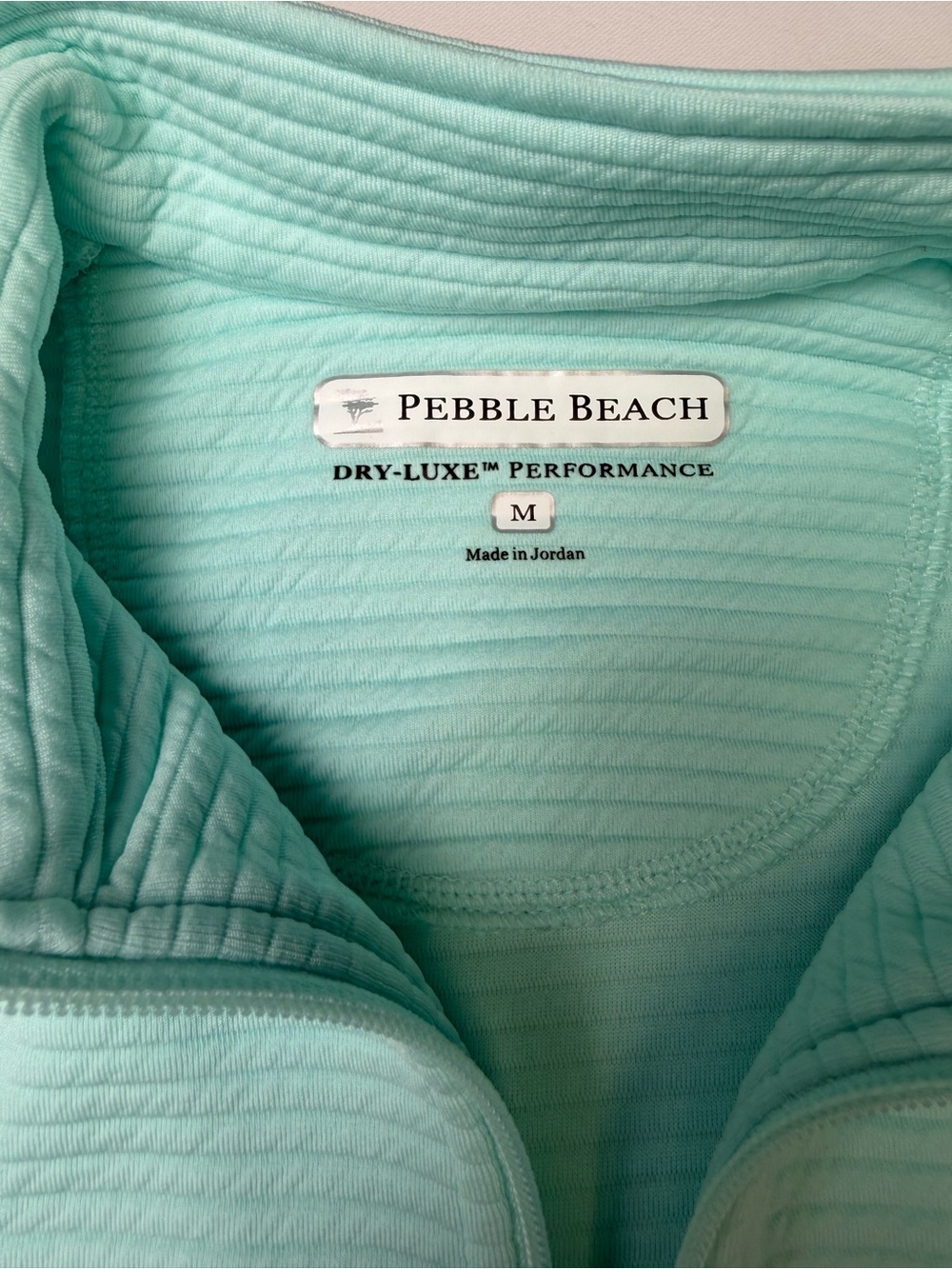 Pebble Beach light aqua Ribbed Performance Jacket - full zip - Picture 13 of 16